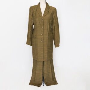 Vintage tweed look pantsuit longer jacket Norton McNaughton 10